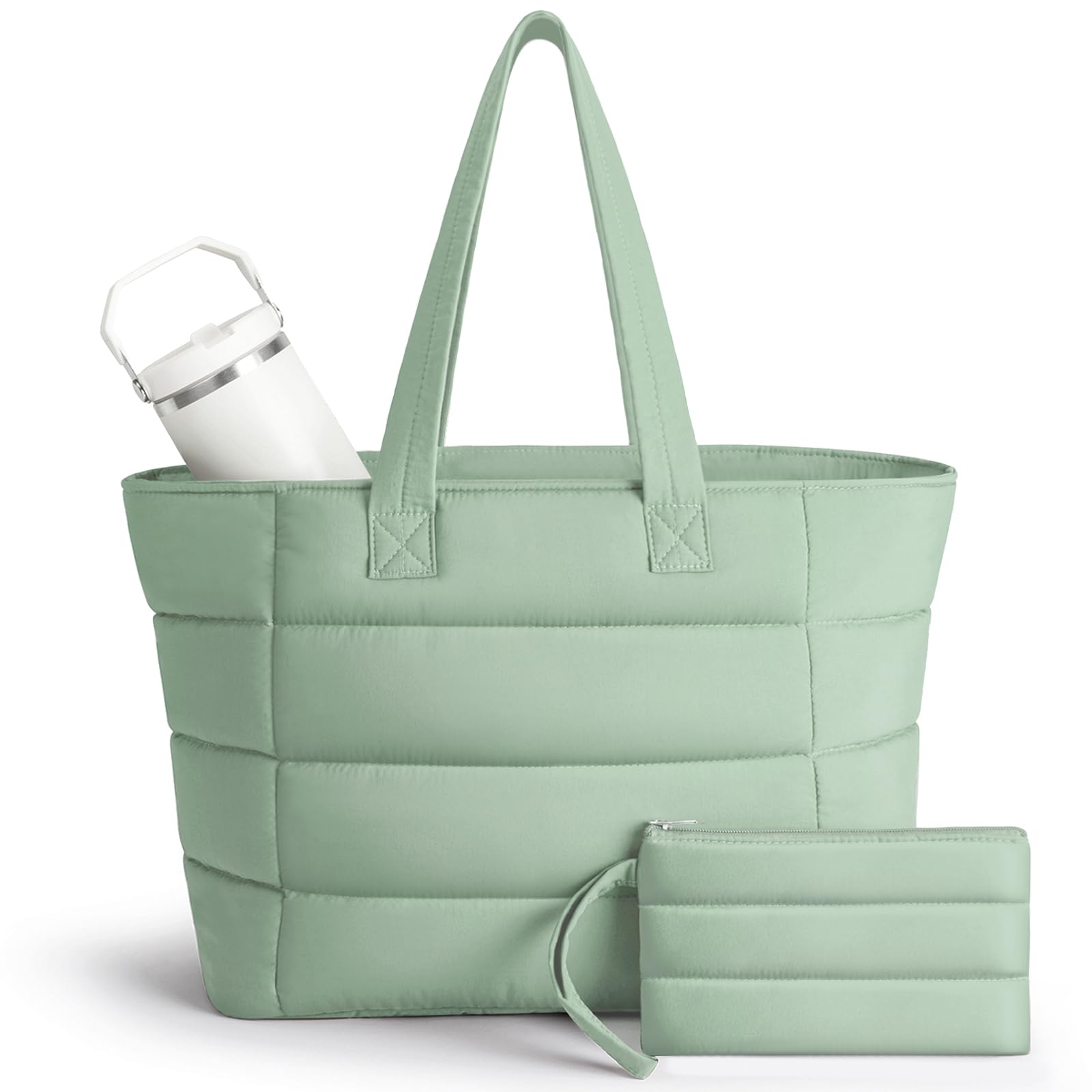 College Puffer Tote Healthcare Nursing School Bag for Women - Nurse Healthcare Student Laptop  HandBag with Bottle Pocket