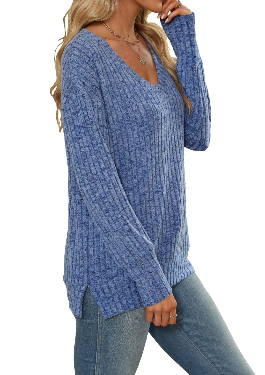 Women's Sweatshirts V Neck Long Sleeve Shirts Casual Fall