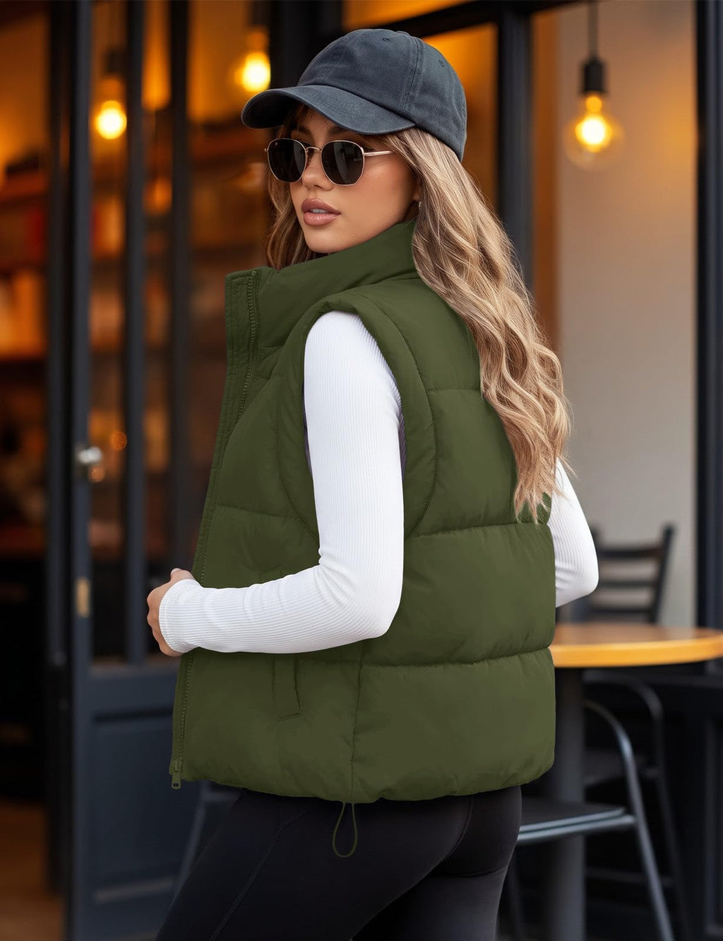 Womens Lightweight Cropped Puffer Vest Quilted Sleeveless Padded Coat