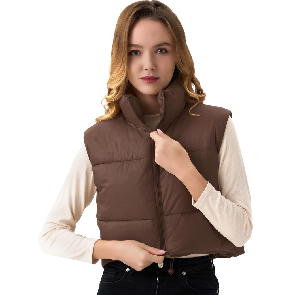 Women's Cropped Puffer Vest Lightweight Sleeveless Warm Vests For Women