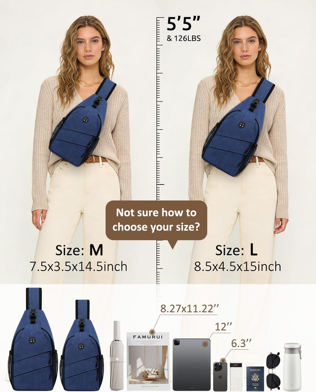 Travel Crossbody Bags for Women Men Trendy Sling Bag Backpack Casual Chest Bag with Convertible Shoulder Strap Waterproof