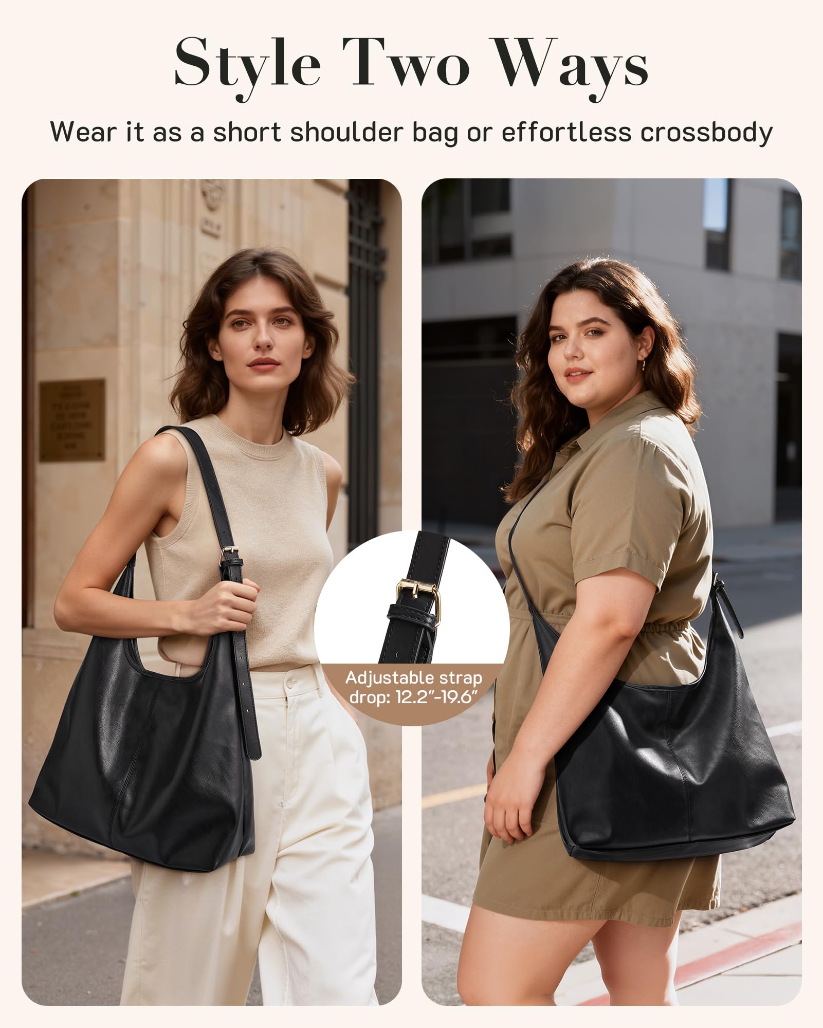 Fall Hobo Bags Purses with Makeupbag for Women, Soft Shoulder Bag Vegan Leather Tote Crossbody With makeup bag Purse Ladies Slouchy Handbag with Pouch