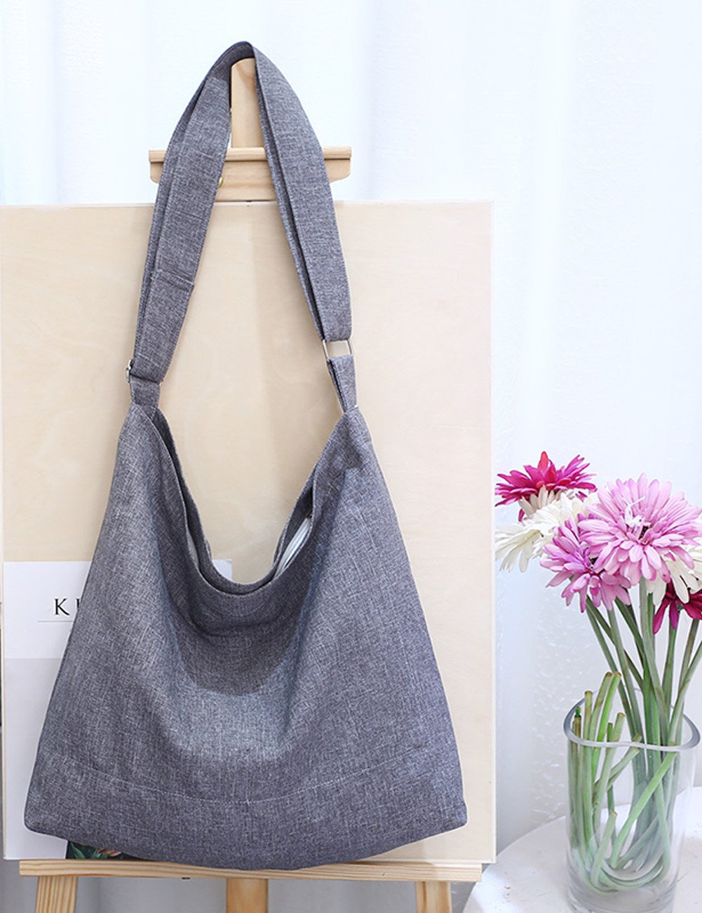 Women's Retro Large Size Canvas Shoulder Bag Hobo Crossbody Handbag Casual Tote