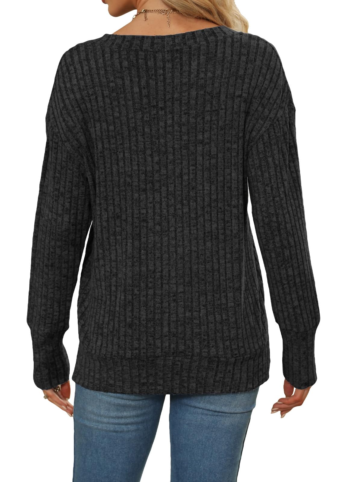 Women's Sweatshirts V Neck Long Sleeve Shirts Casual Fall