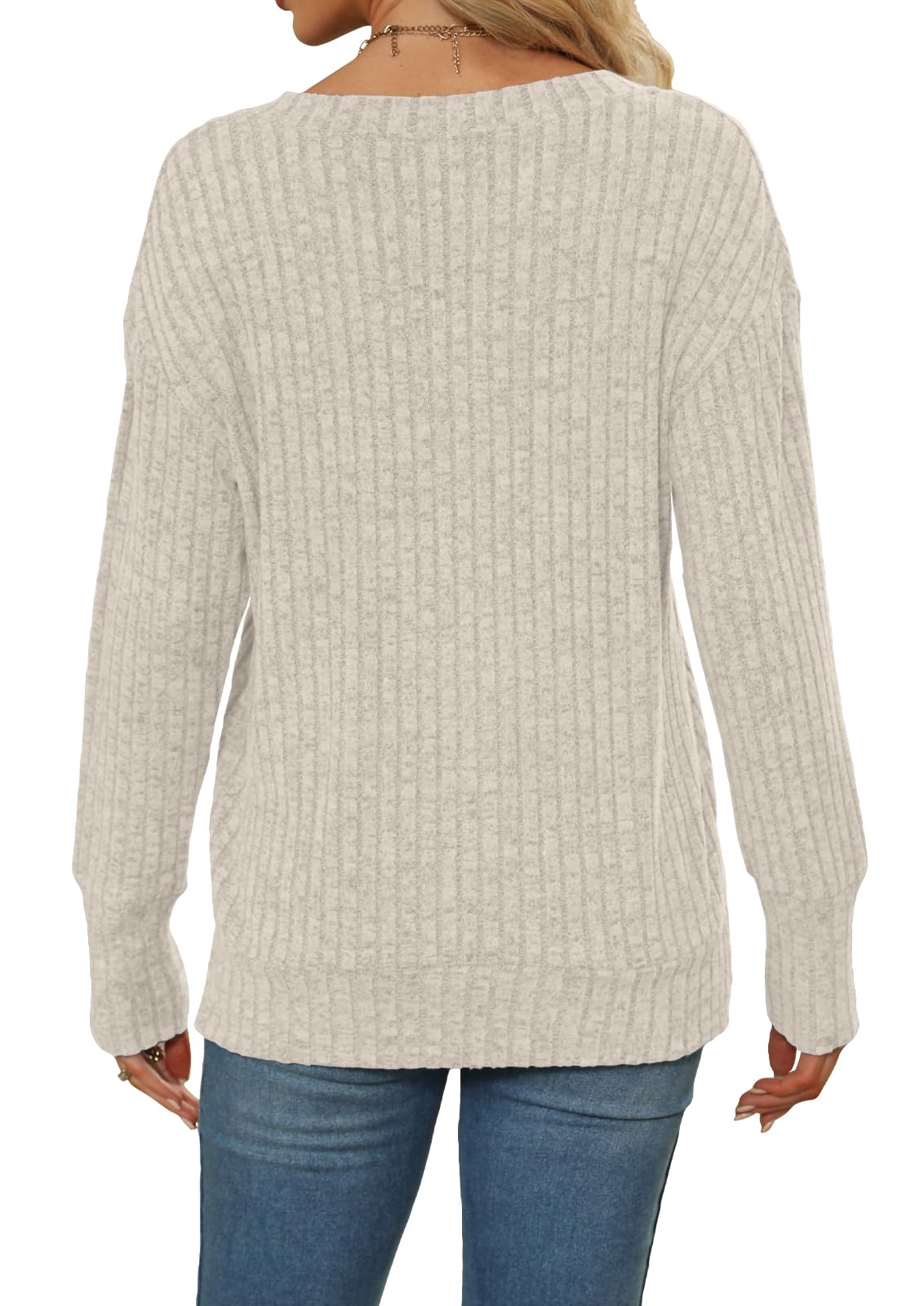 Women's Sweatshirts V Neck Long Sleeve Shirts Casual Fall