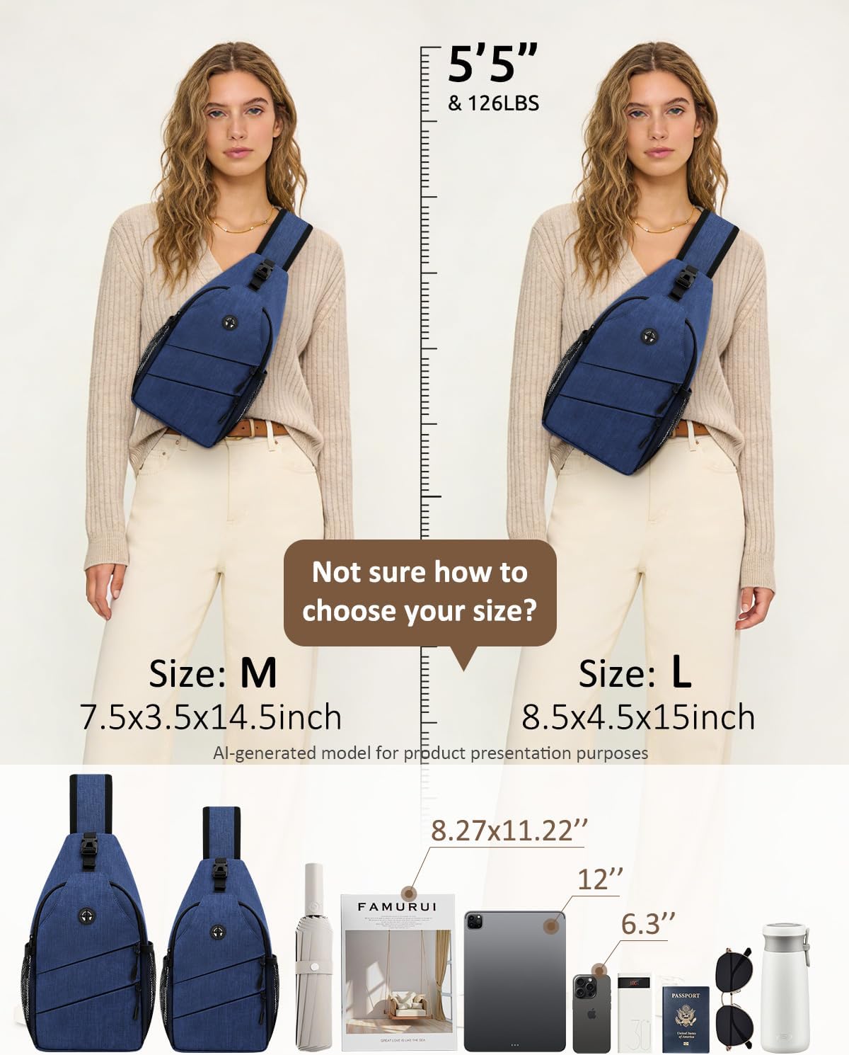 Travel Crossbody Bags for Women Men Trendy Sling Bag Backpack Casual Chest Bag with Convertible Shoulder Strap Waterproof