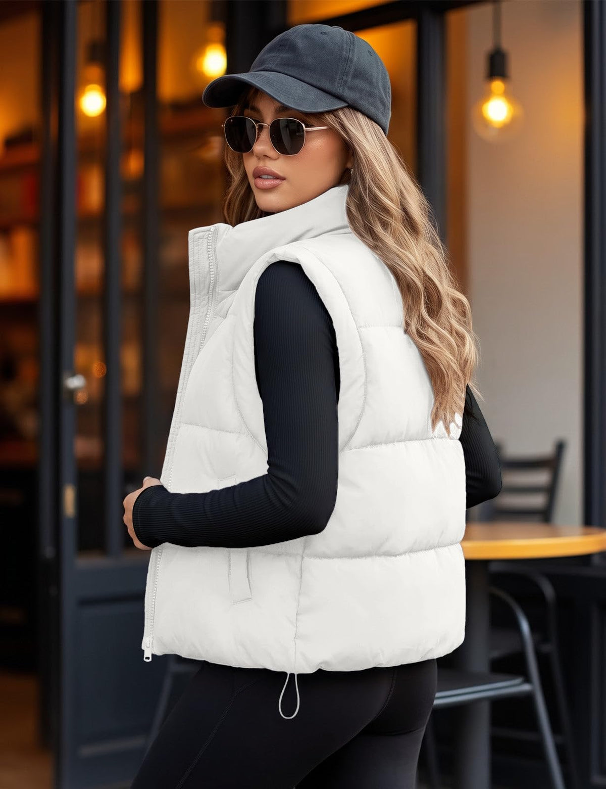 Womens Lightweight Cropped Puffer Vest Quilted Sleeveless Padded Coat
