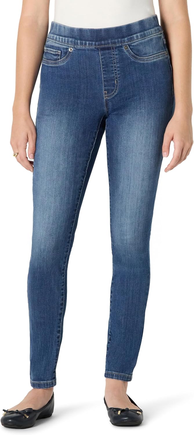 Essentials Women's Stretch Denim Mid-Rise Pull-On Skinny Jegging