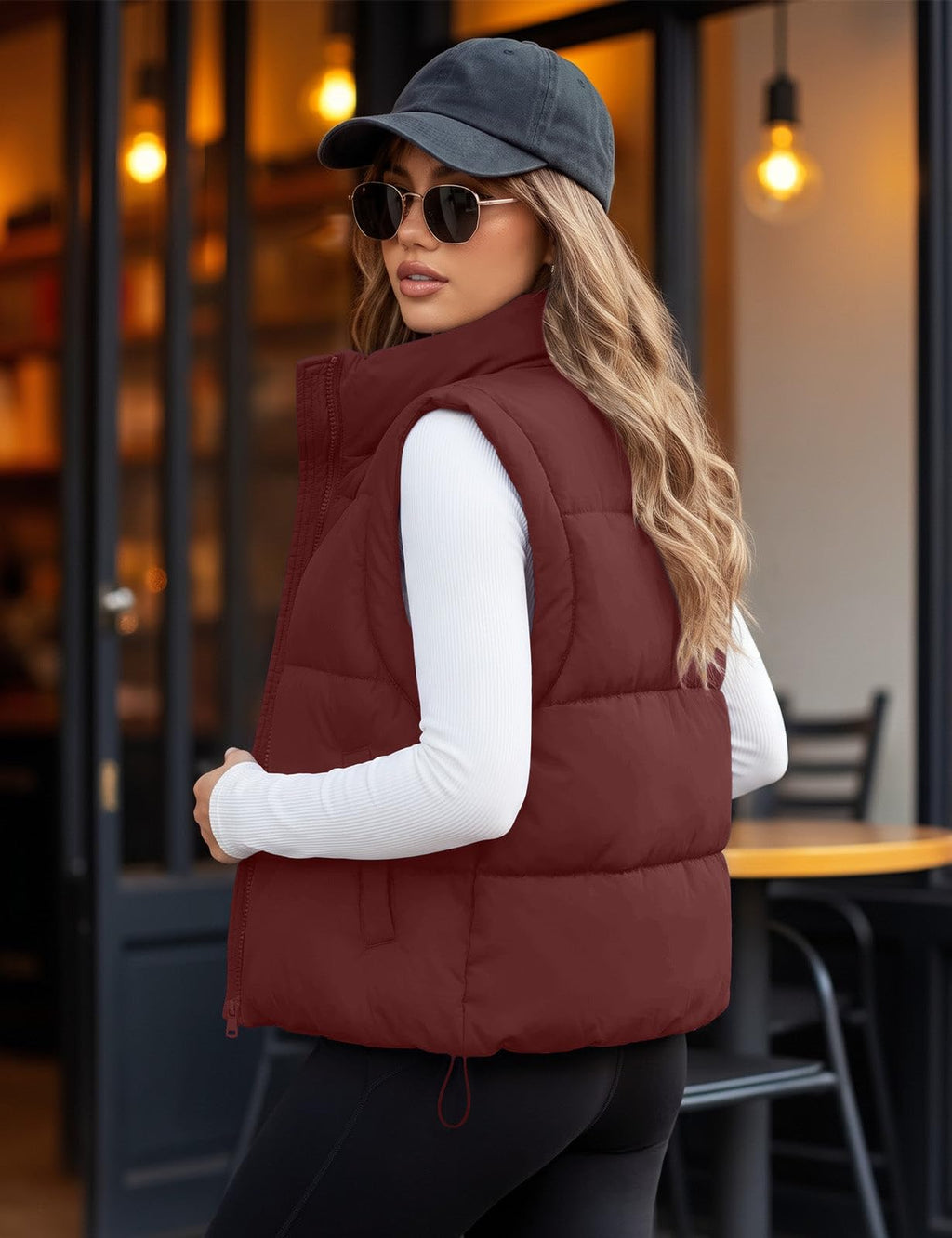 Womens Lightweight Cropped Puffer Vest Quilted Sleeveless Padded Coat