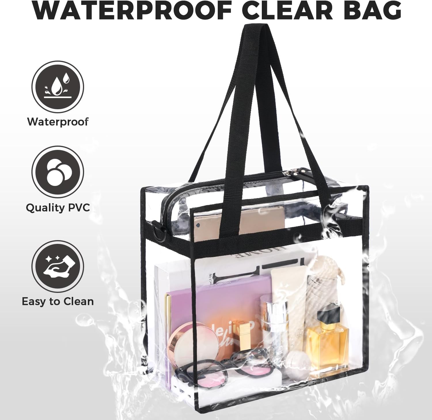 Clear Bags Concert Stadium Approved Clear Tote Bag with Zipper Closure Crossbody Shoulder Bag with Adjustable Strap