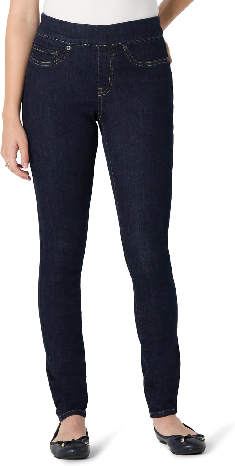 Essentials Women's Stretch Denim Mid-Rise Pull-On Skinny Jegging