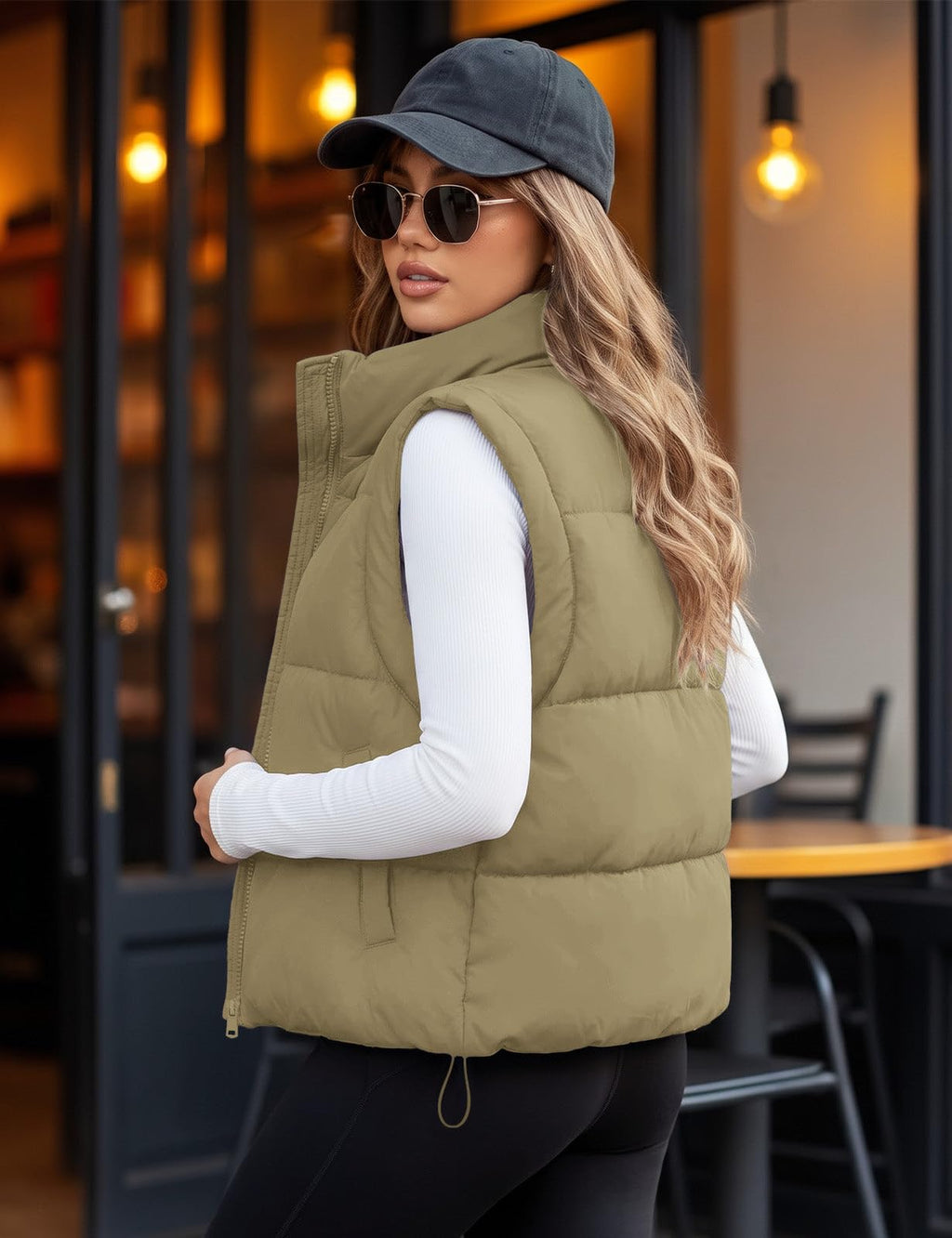 Womens Lightweight Cropped Puffer Vest Quilted Sleeveless Padded Coat