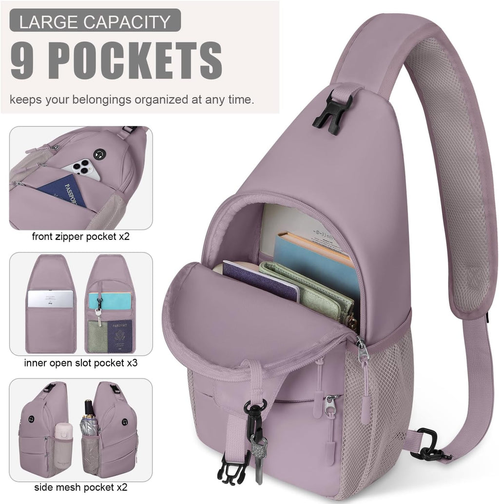 Travel Crossbody Bags for Women Men Trendy Sling Bag Backpack Casual Chest Bag with Convertible Shoulder Strap Waterproof