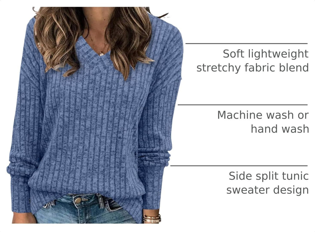 Women's Sweatshirts V Neck Long Sleeve Shirts Casual Fall