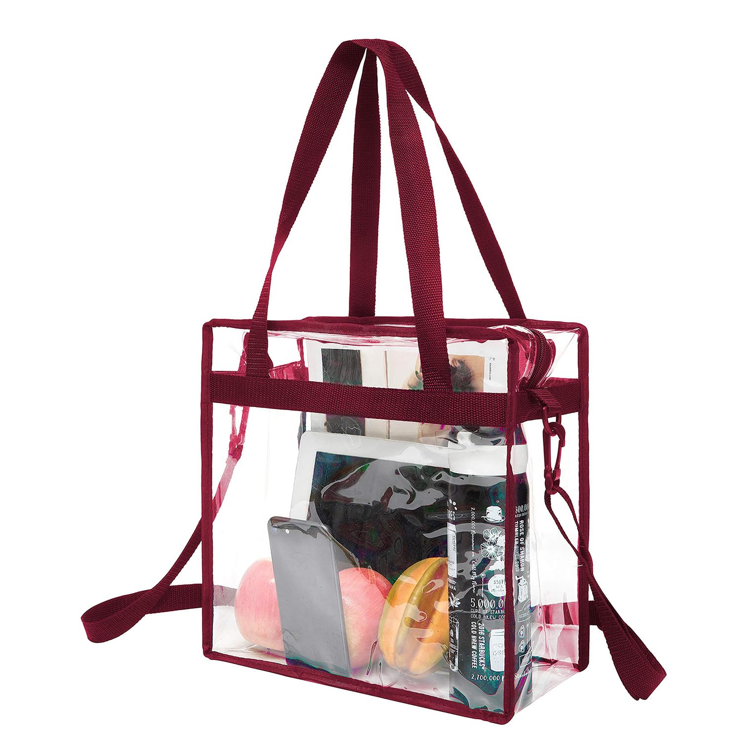 Clear Bags Concert Stadium Approved Clear Tote Bag with Zipper Closure Crossbody Shoulder Bag with Adjustable Strap
