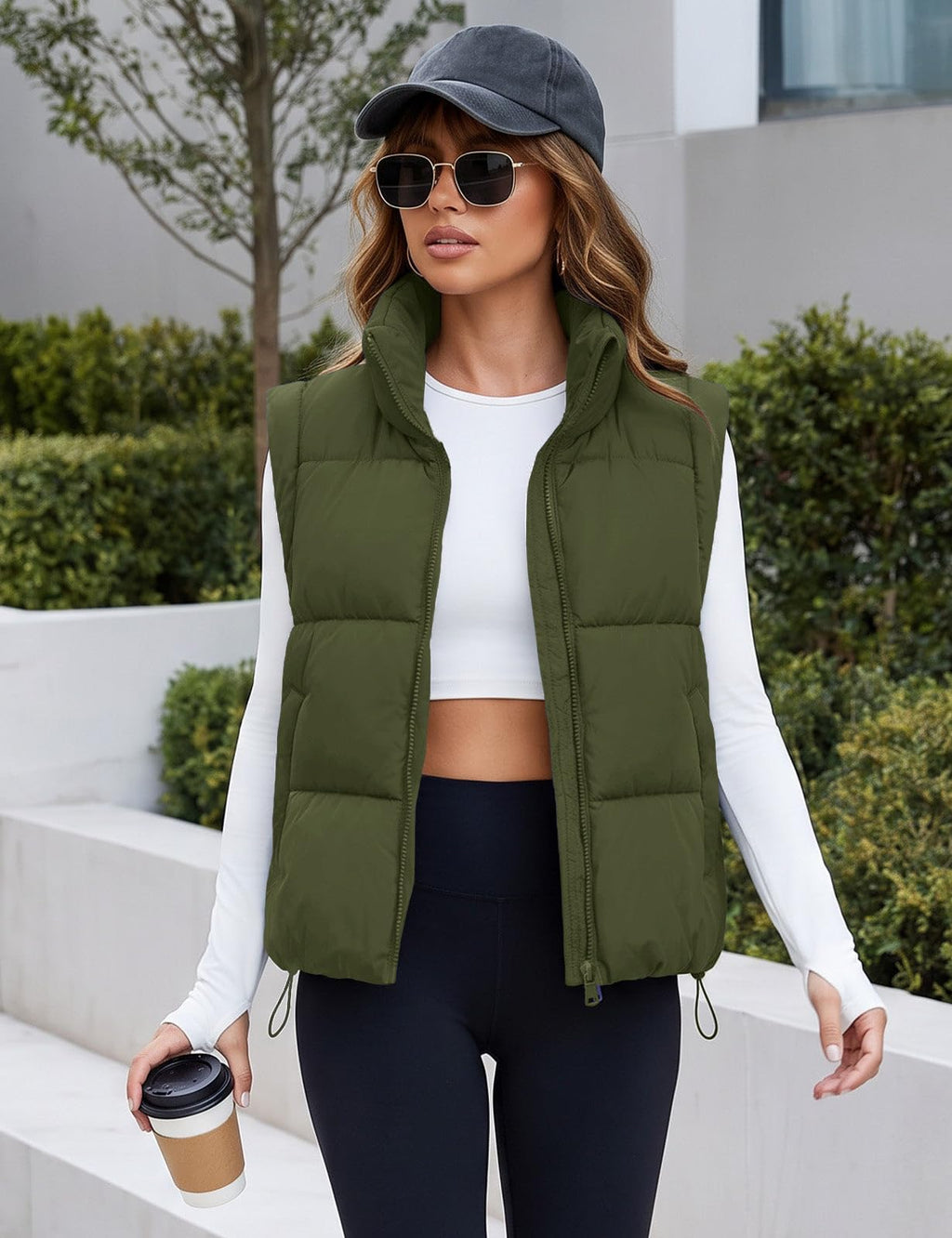 Womens Lightweight Cropped Puffer Vest Quilted Sleeveless Padded Coat