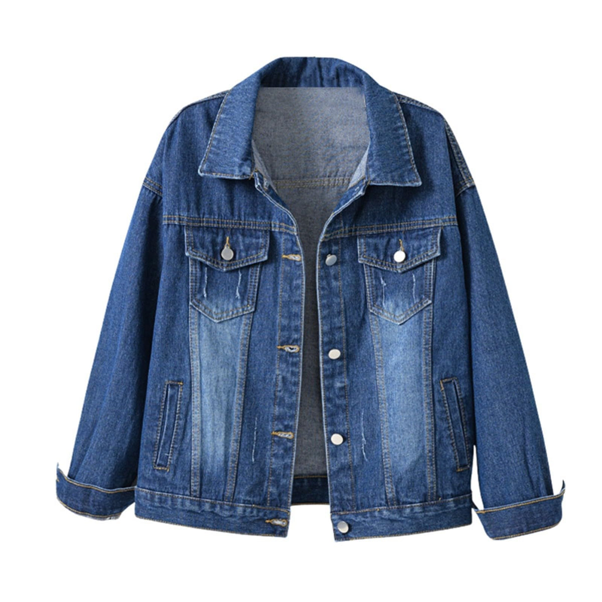 Plus Womens Denim Jackets Long Sleeve Button Jean Coats Fall Jacket With Pockets
