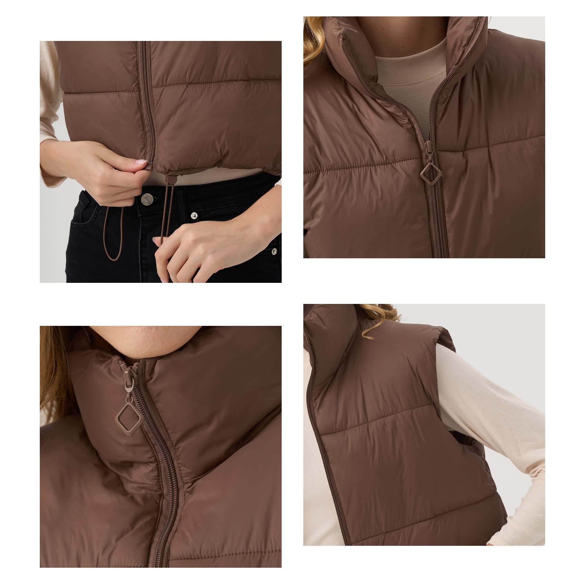 Women's Cropped Puffer Vest Lightweight Sleeveless Warm Vests For Women