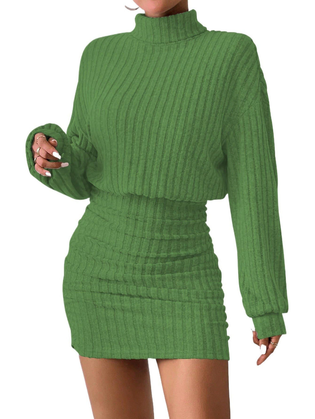 Women's Sweater Dress Ruched Bodycon Mini Dress