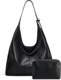 Fall Hobo Bags Purses with Makeupbag for Women, Soft Shoulder Bag Vegan Leather Tote Crossbody With makeup bag Purse Ladies Slouchy Handbag with Pouch