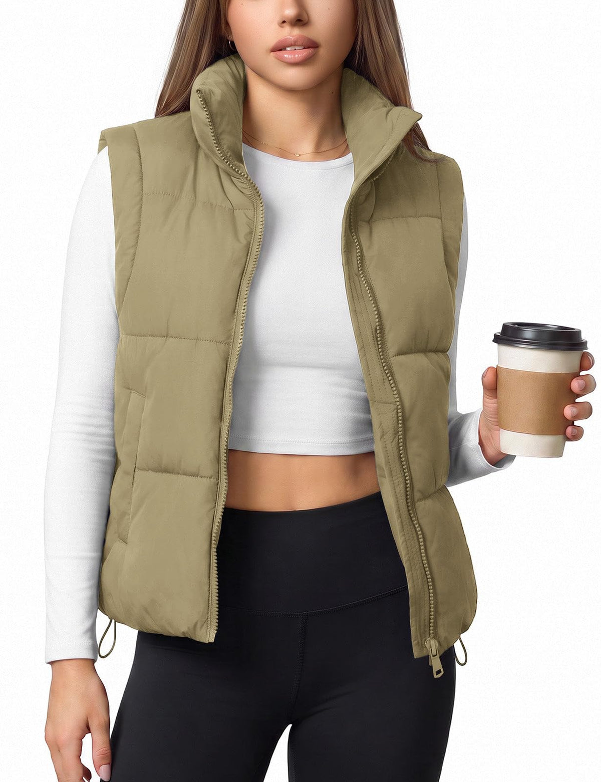 Womens Lightweight Cropped Puffer Vest Quilted Sleeveless Padded Coat