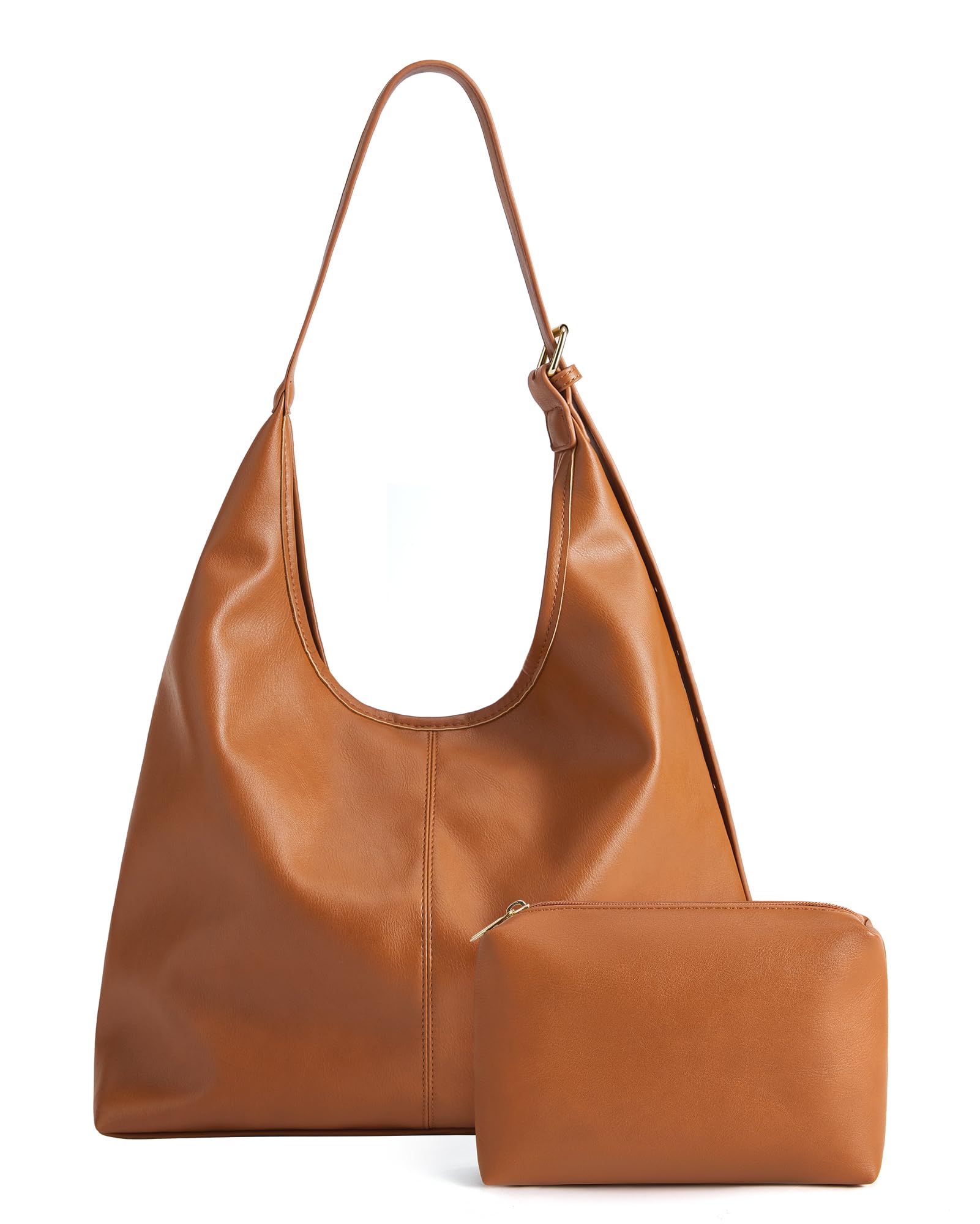 Fall Hobo Bags Purses with Makeupbag for Women, Soft Shoulder Bag Vegan Leather Tote Crossbody With makeup bag Purse Ladies Slouchy Handbag with Pouch