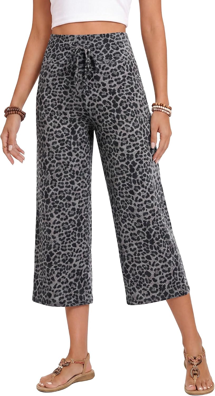 Gaucho  Wide Leg Pants - Palazzo Yoga Pants Lounge Comfy Casual Drawstring