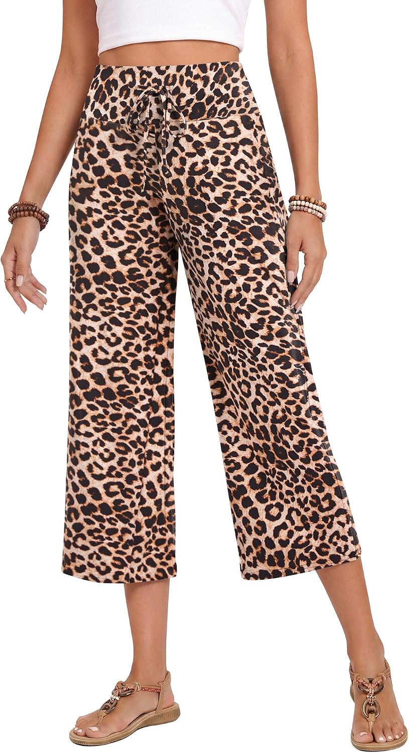 Gaucho  Wide Leg Pants - Palazzo Yoga Pants Lounge Comfy Casual Drawstring