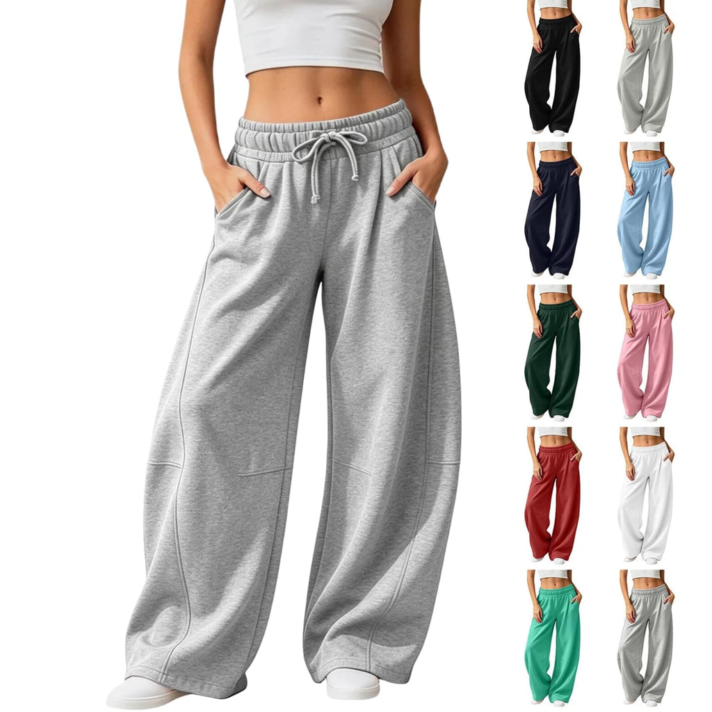 Barrel Sweatpants Women Wide Leg Baggy Lounge Casual Y2K Elastic Waisted Lounge Track Travel Pants with Pockets