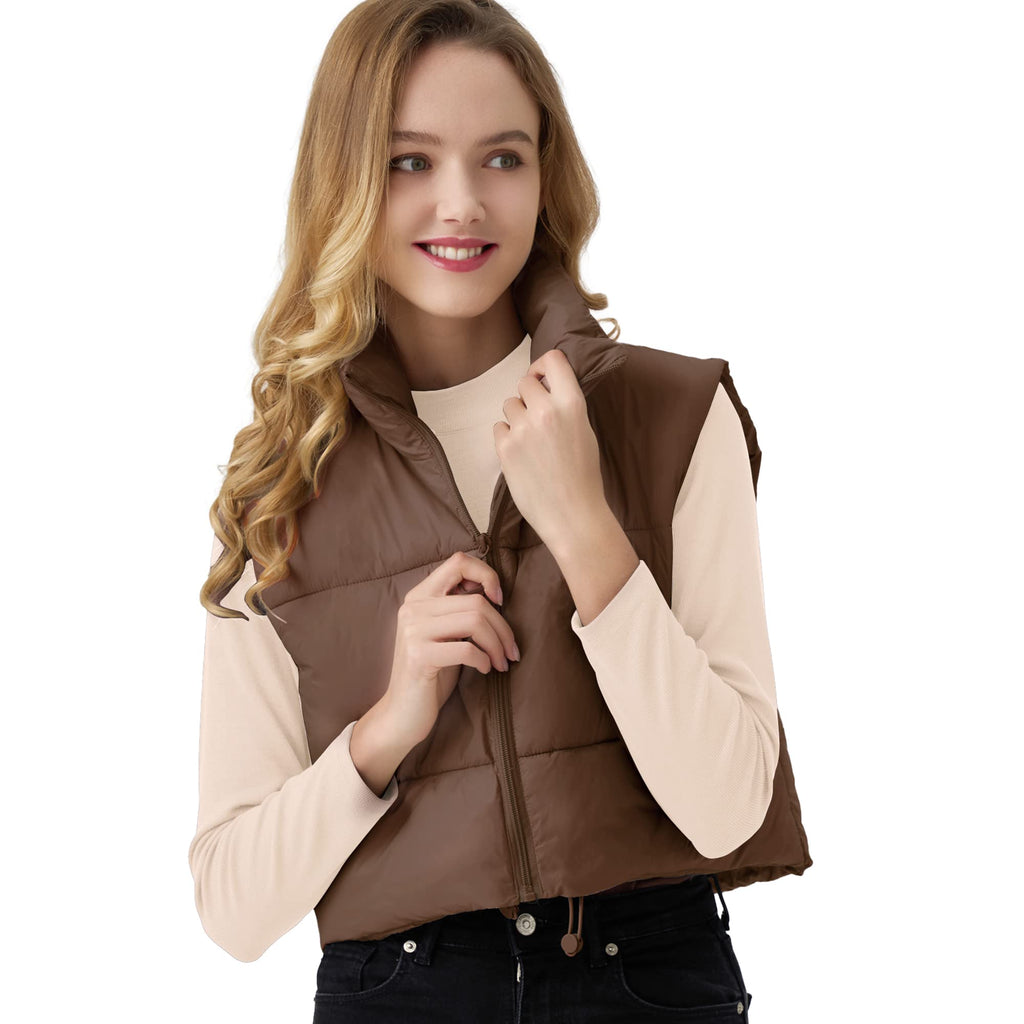 Women's Cropped Puffer Vest Lightweight Sleeveless Warm Vests For Women