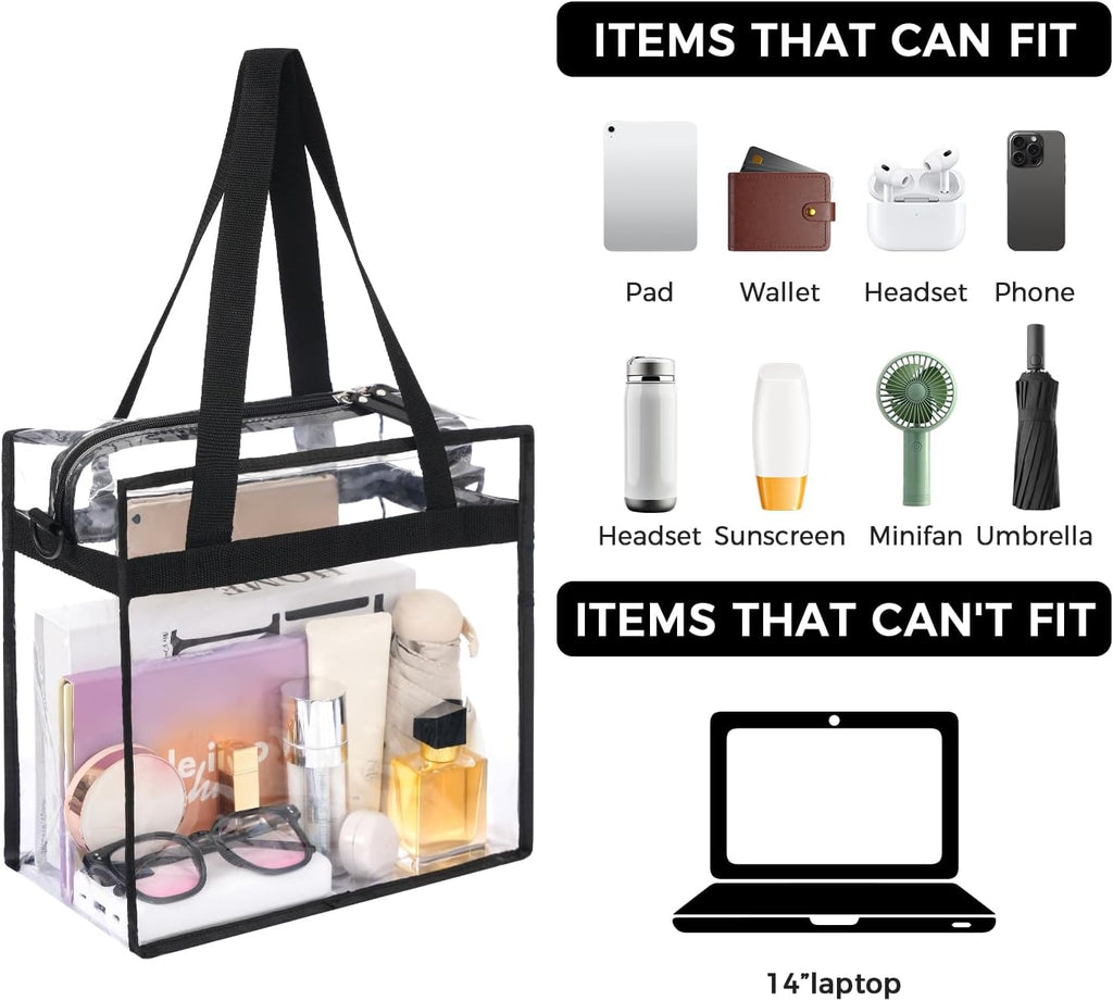 Clear Bags Concert Stadium Approved Clear Tote Bag with Zipper Closure Crossbody Shoulder Bag with Adjustable Strap