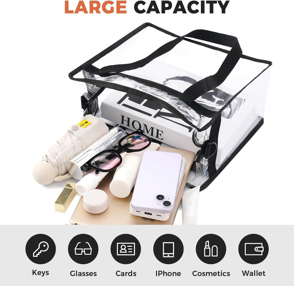Clear Bags Concert Stadium Approved Clear Tote Bag with Zipper Closure Crossbody Shoulder Bag with Adjustable Strap