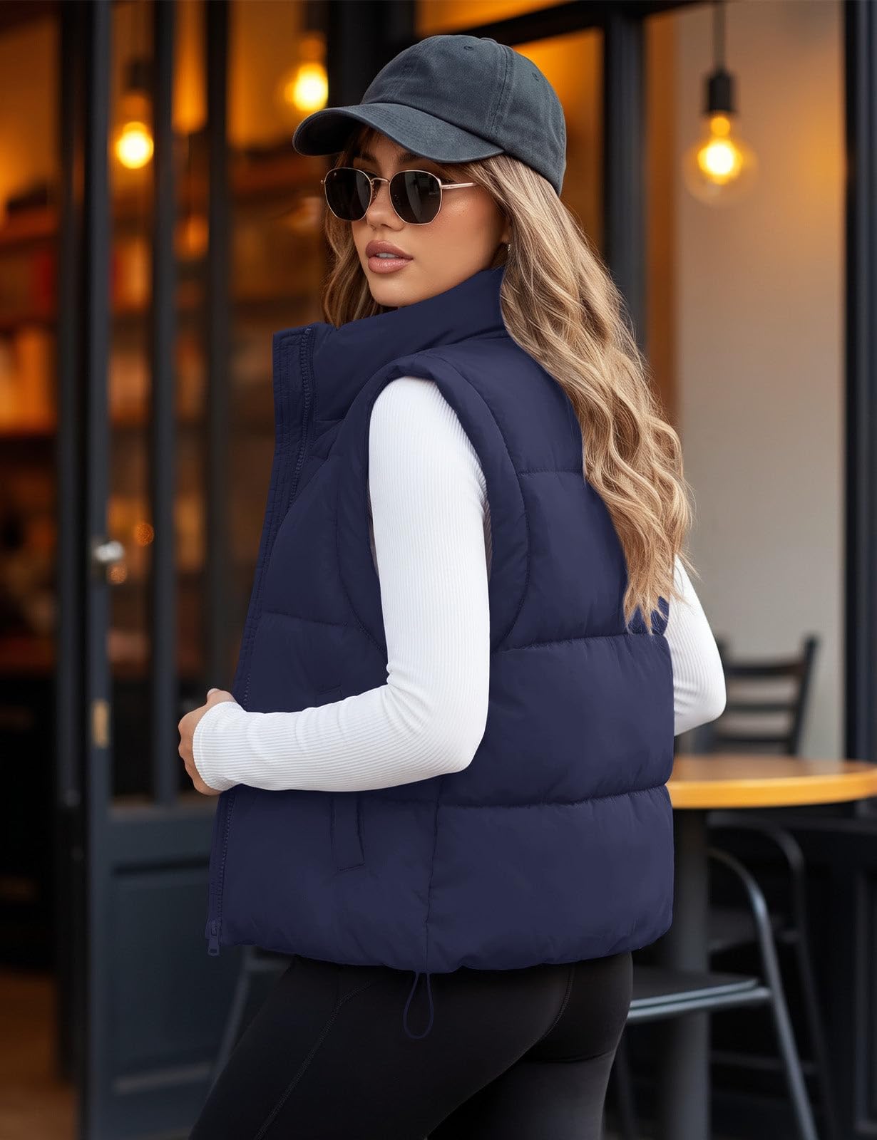 Womens Lightweight Cropped Puffer Vest Quilted Sleeveless Padded Coat