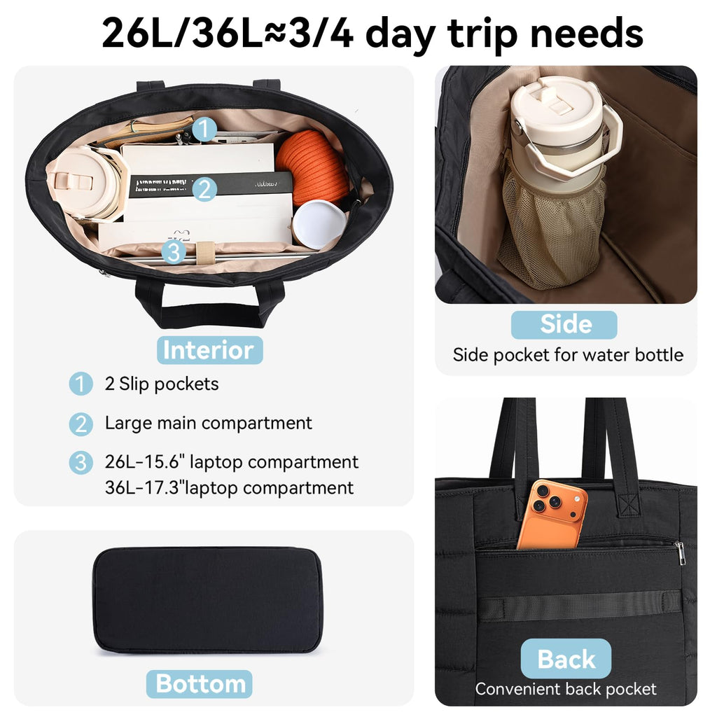 College Puffer Tote Healthcare Nursing School Bag for Women - Nurse Healthcare Student Laptop  HandBag with Bottle Pocket