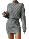 Women's Sweater Dress Ruched Bodycon Mini Dress