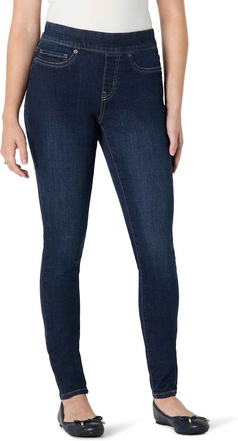 Essentials Women's Stretch Denim Mid-Rise Pull-On Skinny Jegging