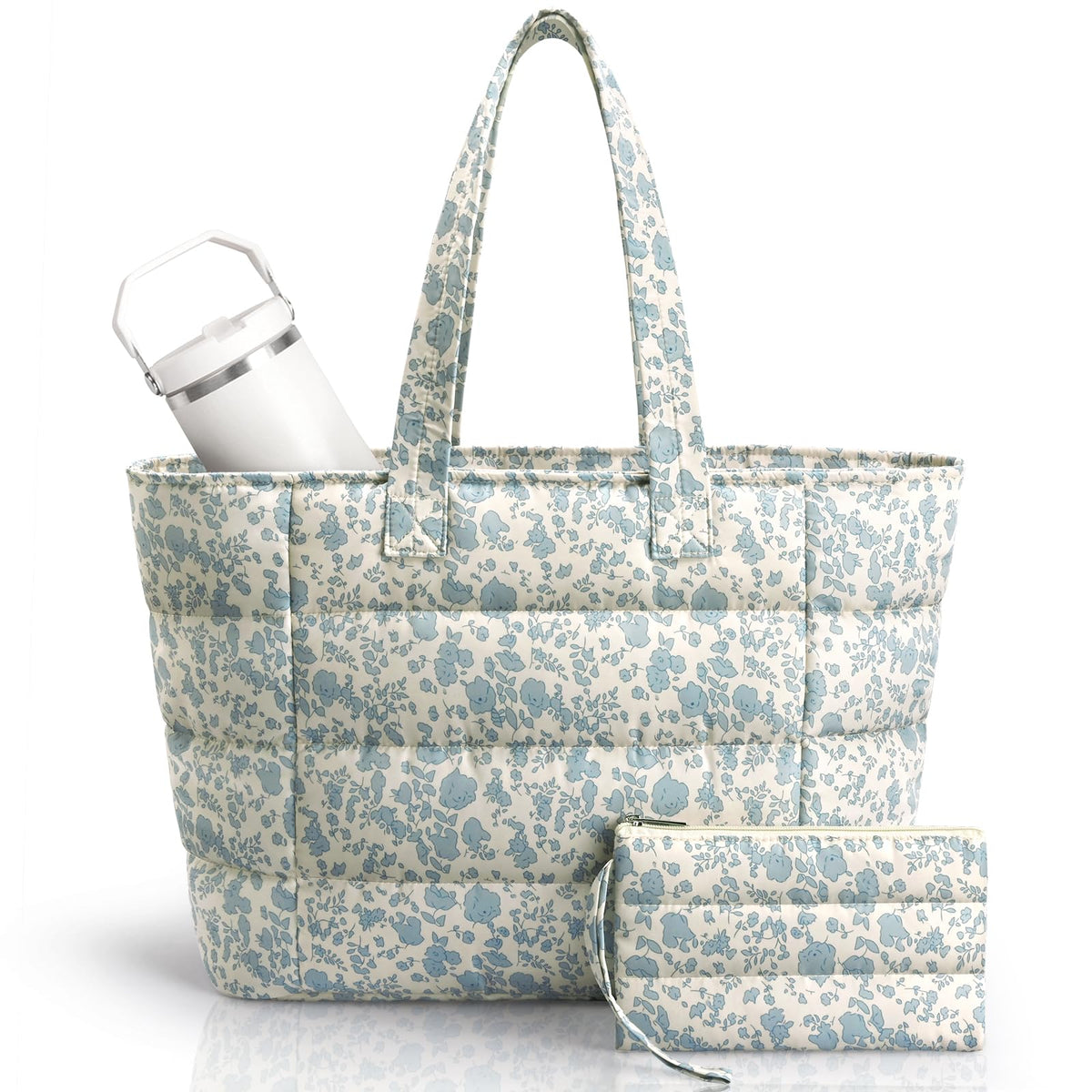 College Puffer Tote Healthcare Nursing School Bag for Women - Nurse Healthcare Student Laptop  HandBag with Bottle Pocket