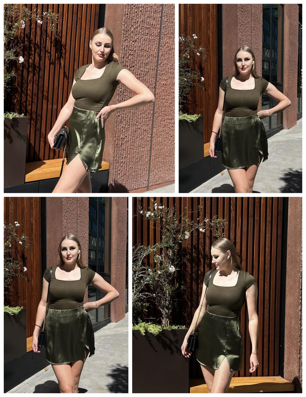 Stretchy Satin Mini Skirt High Waisted
