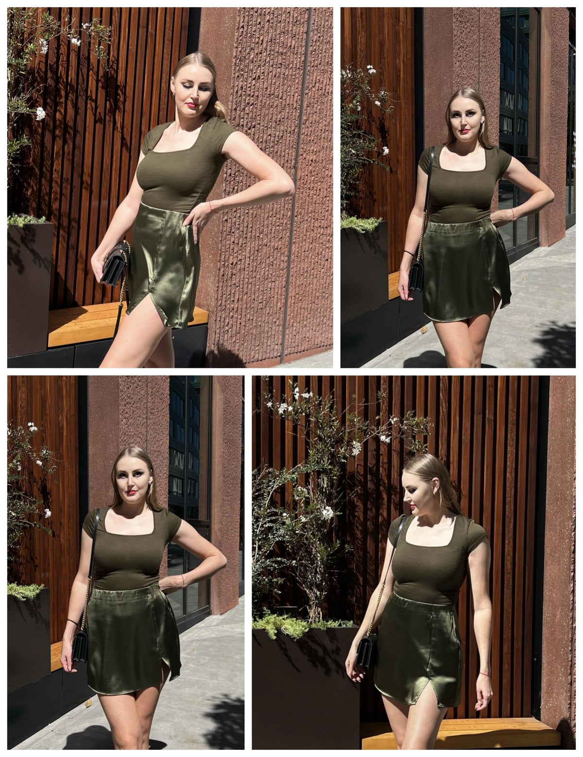 Stretchy Satin Mini Skirt High Waisted