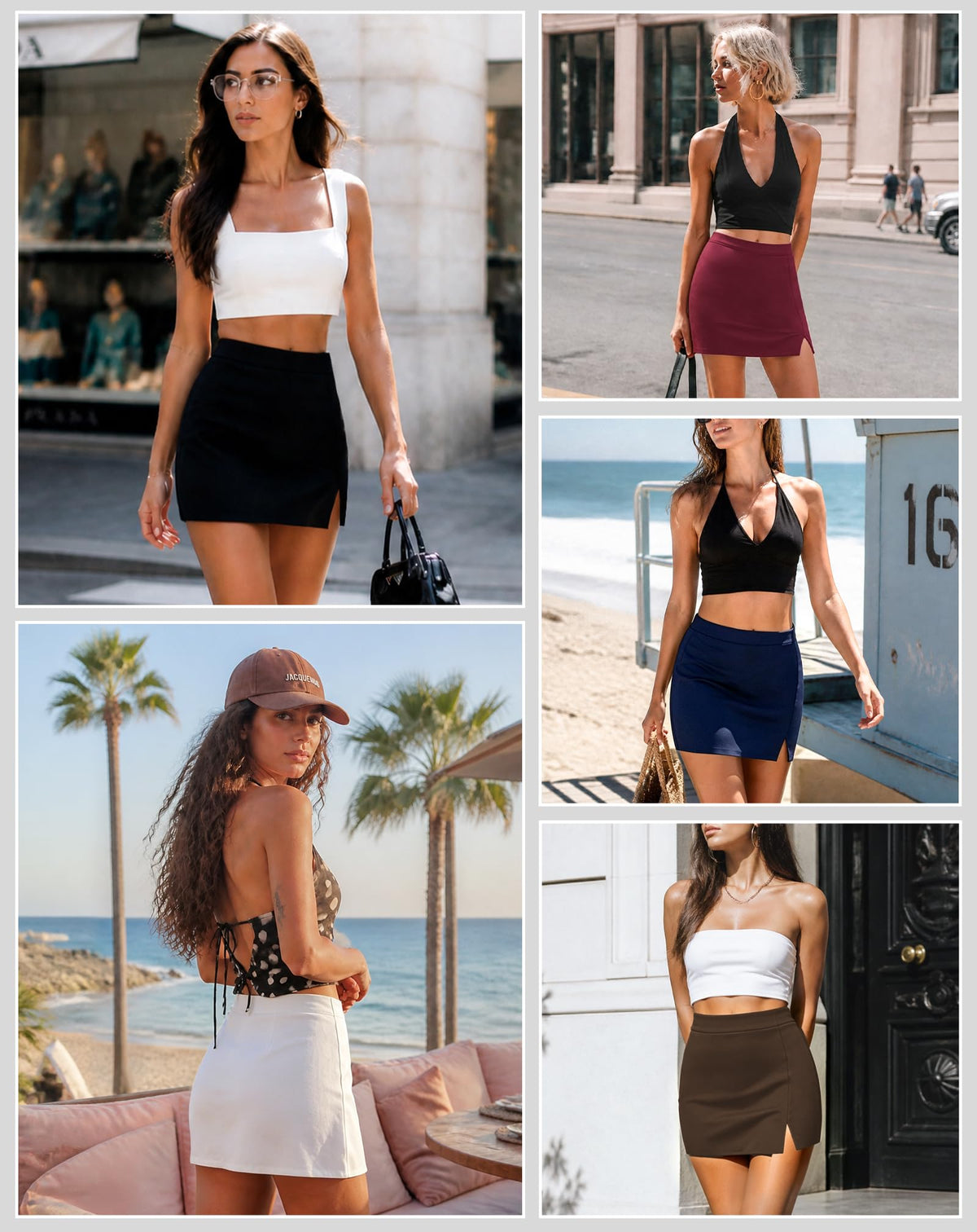 Womens Mini Skirt Side Slit Bodycon Skorts with Shorts