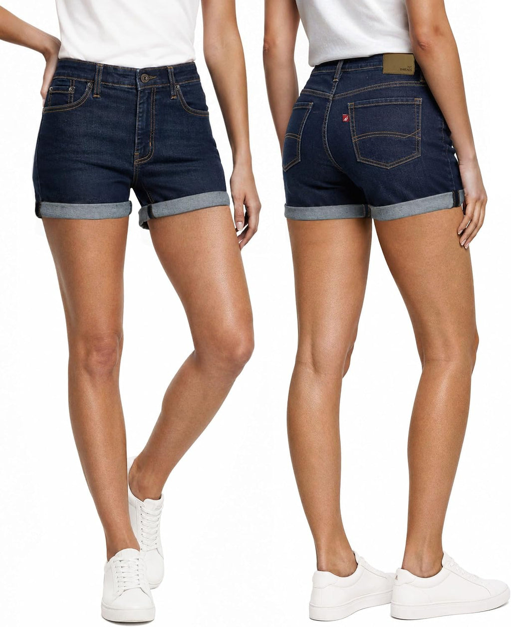 Denim Shorts with Folded Hem
