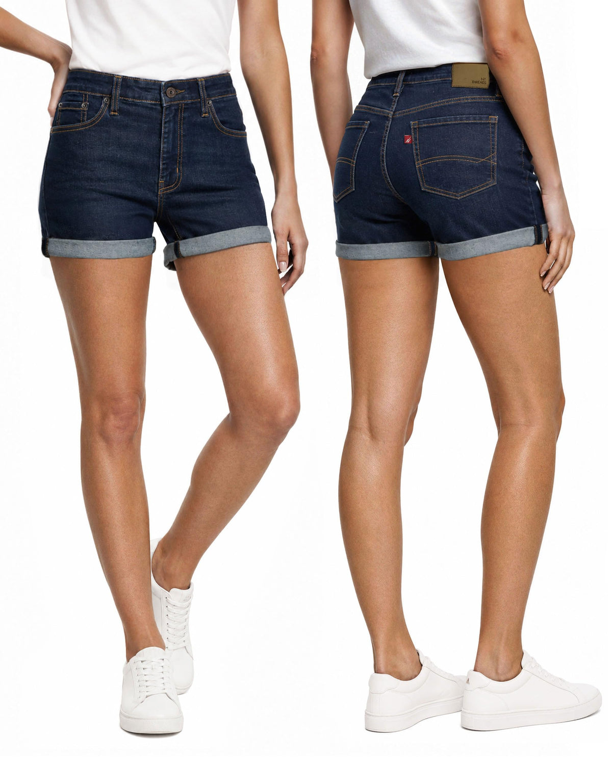 Denim Shorts with Folded Hem