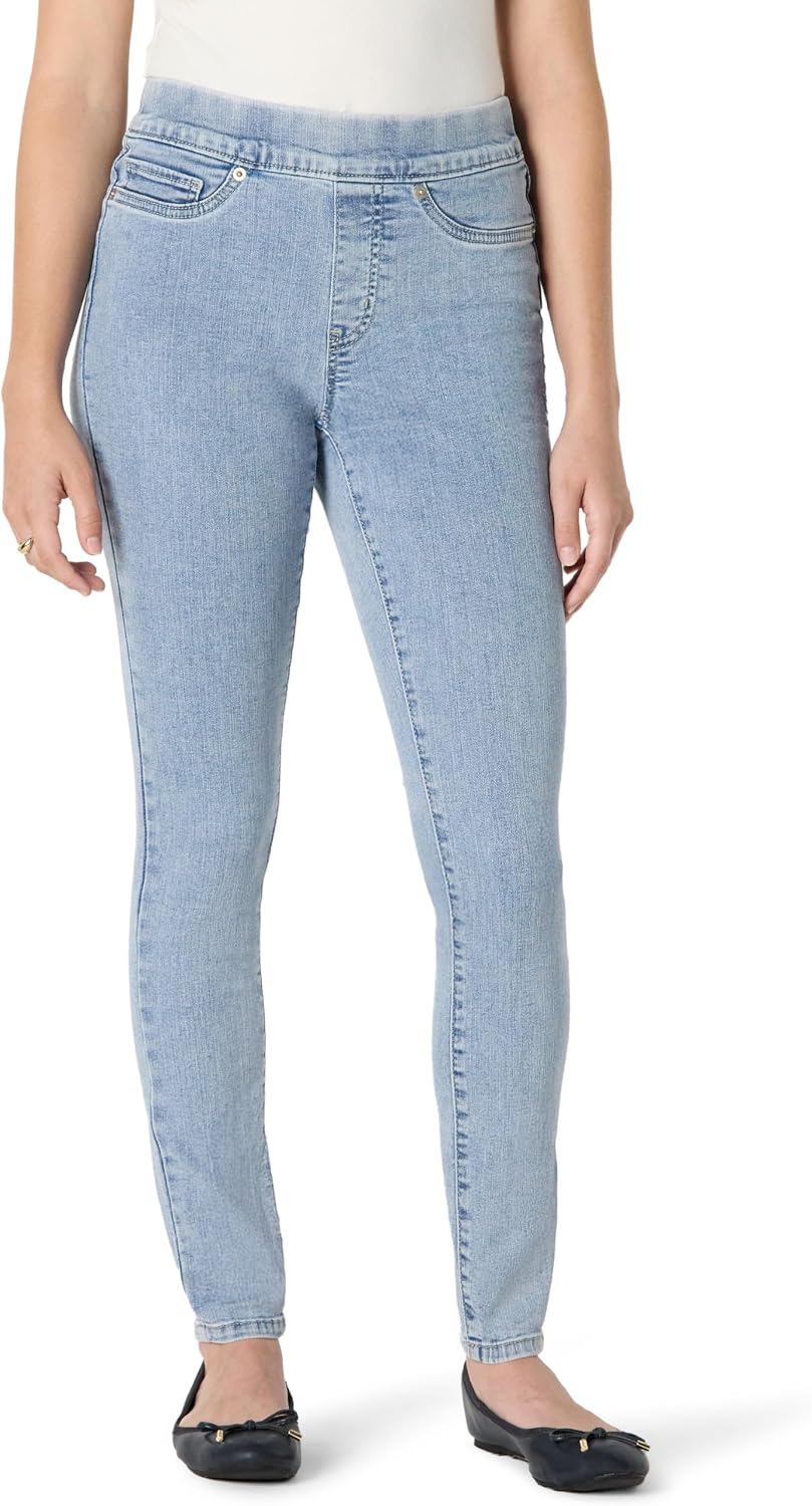 Essentials Women's Stretch Denim Mid-Rise Pull-On Skinny Jegging
