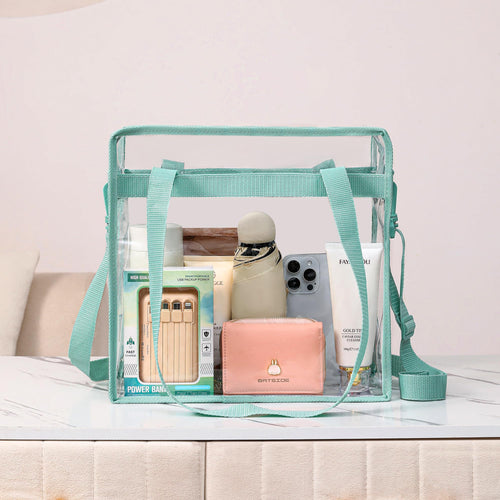 Clear Bags Concert Stadium Approved Clear Tote Bag with Zipper Closure Crossbody Shoulder Bag with Adjustable Strap