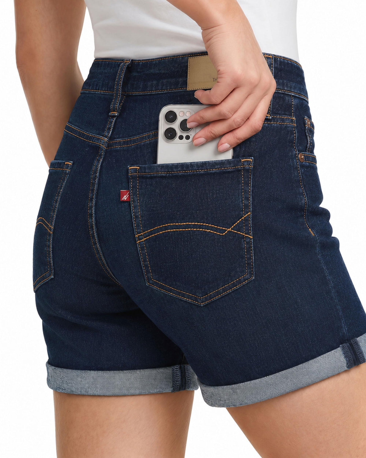 Denim Shorts with Folded Hem
