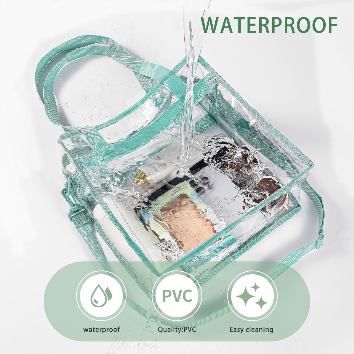 Clear Bags Concert Stadium Approved Clear Tote Bag with Zipper Closure Crossbody Shoulder Bag with Adjustable Strap