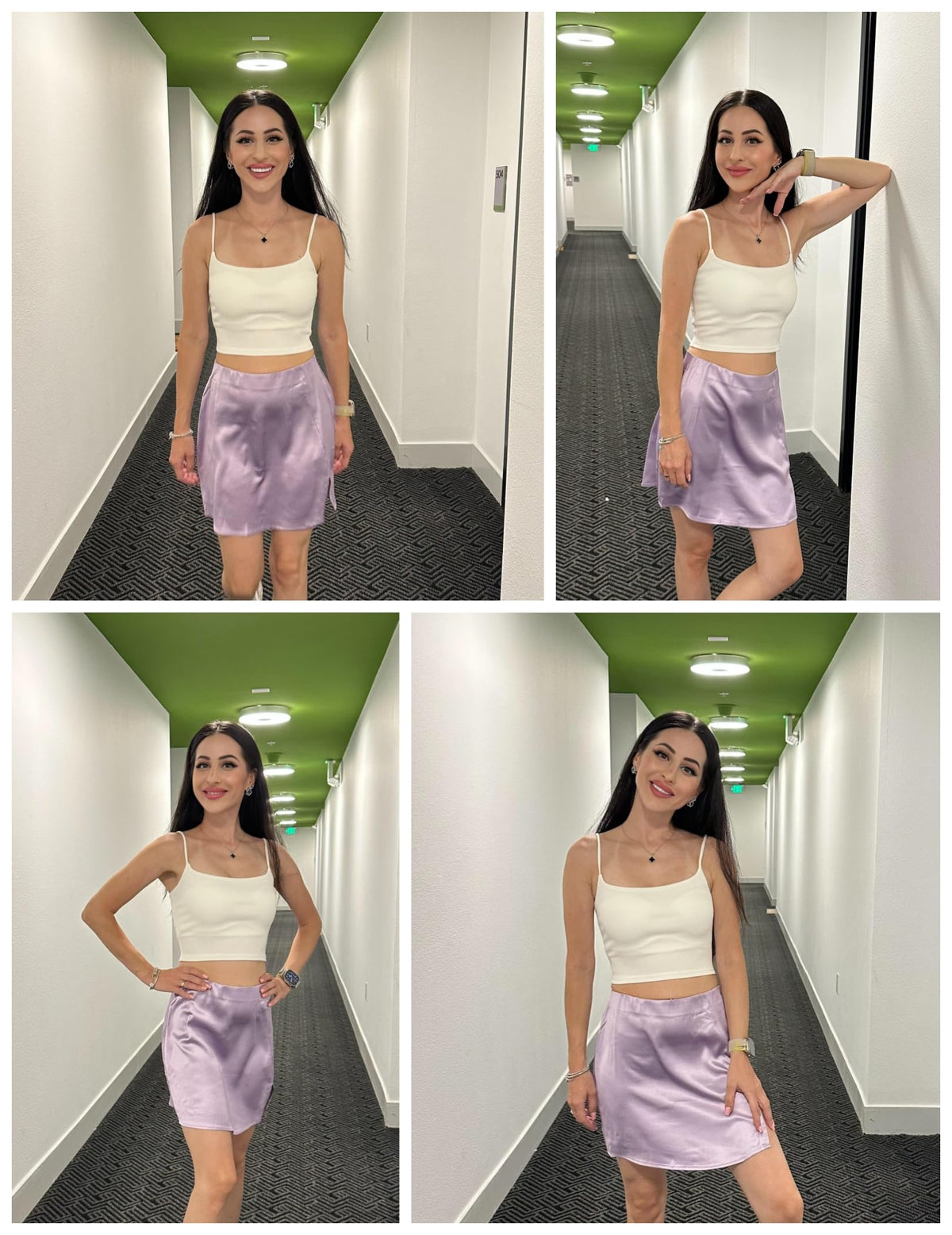 Stretchy Satin Mini Skirt High Waisted