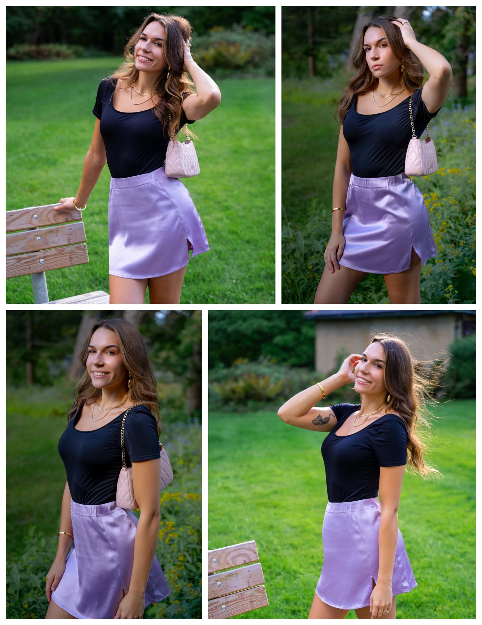 Stretchy Satin Mini Skirt High Waisted
