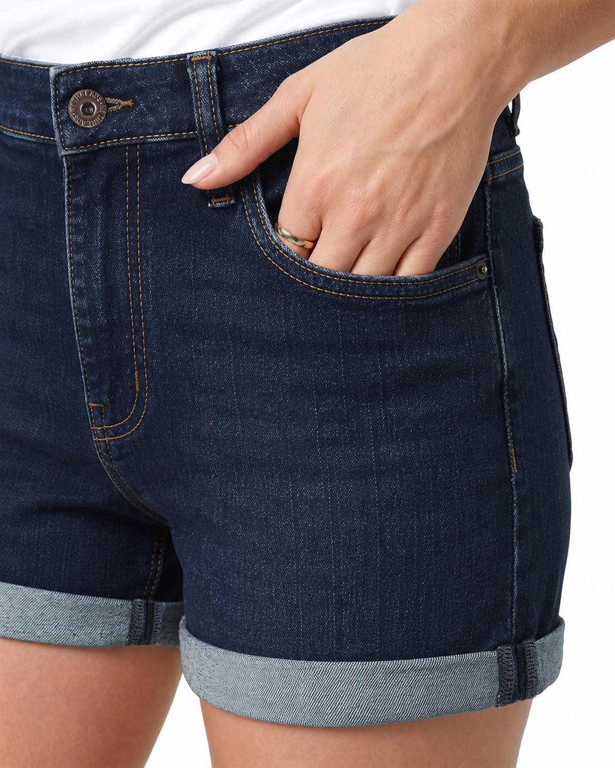Denim Shorts with Folded Hem