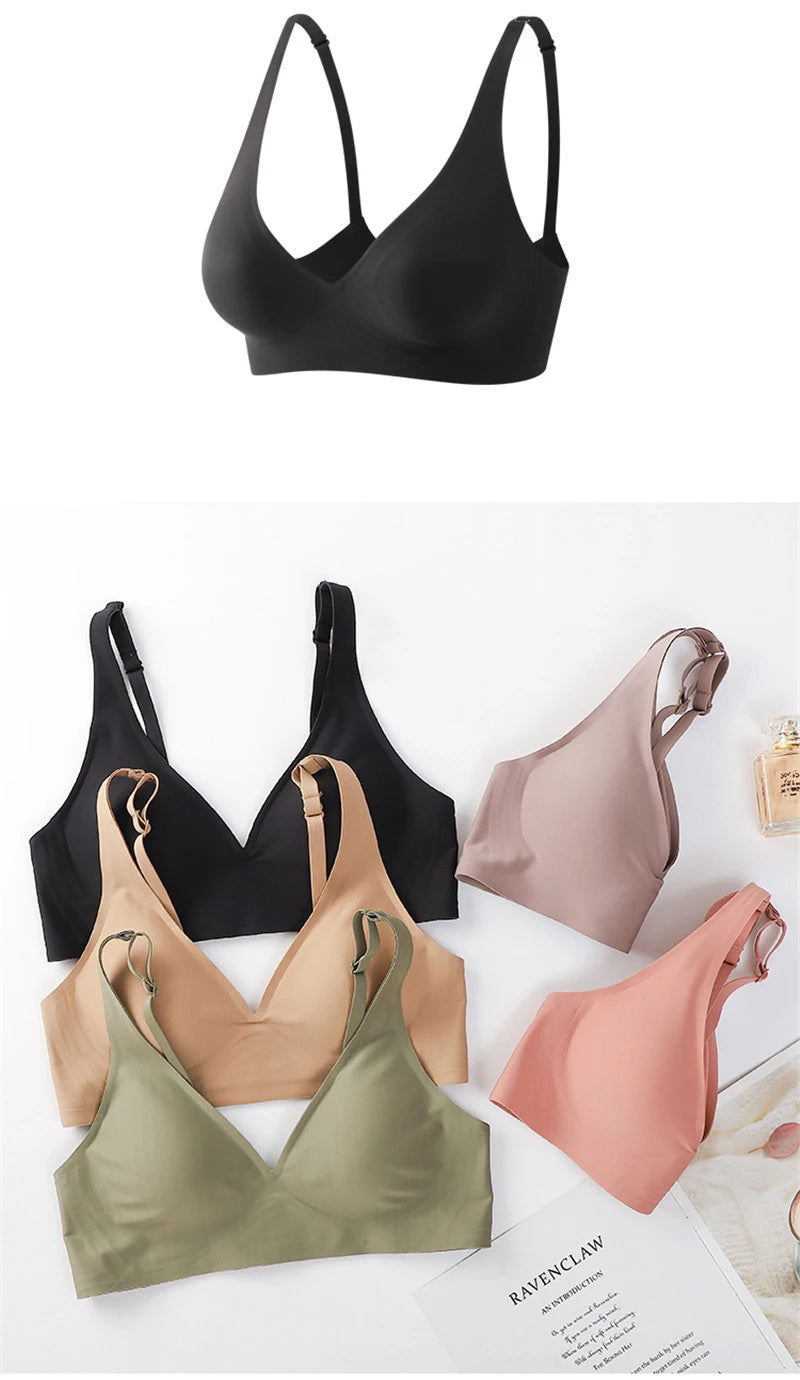 FineToo Comfy hypoallergenic Soft Wireless Bra Women Deep V Bras Sexy Bralette Padded Bra S-XL Female Seamless Underwear Comfortable Ladies Lingerie